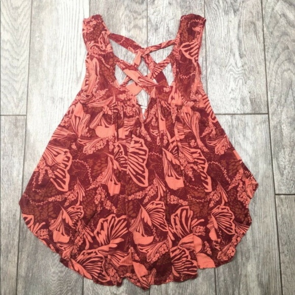 NWT Free People Red & Orange Cut Out Top - Picture 4 of 7
